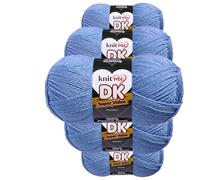 Knit Me DK Double Knitting Yarn 100% Acrylic Pack of 5 x,100g / 300 m(Sky Blue)