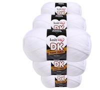 Knit Me DK Double Knitting Yarn 100% Acrylic Pack of 5 x,100g / 300 m (White)