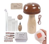 Knit Patch Kit - Wooden Mushroom Complete Craft Supplies, Patch Loom Darning Tool with Durable Construction, Mending Kit with Easy Use Accessories, Knitting Embroidery Repair DIY Crafts for Adults Beg