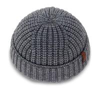 KNITDAY Berretto Corto da Pescatore in Lana Grossa con Teschio per Uomo, Cappello Spesso da Skater Streetwear da Pescatore Berretto Quotidiano, Grigio, M/L