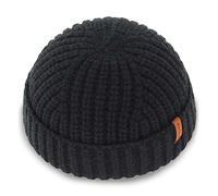 KNITDAY Berretto Corto da Pescatore in Lana Grossa con Teschio per Uomo, Cappello Spesso da Skater Streetwear da Pescatore Berretto Quotidiano, Nero, M/L