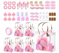 Knitgrip 6 set di premi per baby shower per vincitori del gioco baby shower bomboniere regali fascia spazzola per capelli scatola gioielli specchio compatto cipria soffio cravatta capelli artiglio