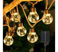 Knitluxe Luci solari per esterni, stringa di luci solari a LED G50 da 10 m / 32 piedi per il giardino, 20 lampadine infrangibili 2 pollici / 5 cm, luci per festival solari all'aperto (Bianco caldo)