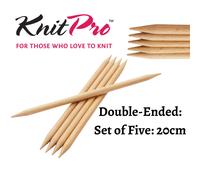 KnitPro Basix Ferri Per Maglia Doppia Punta Set Da 5 20cm In Legno Di Faggio