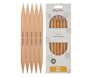 KnitPro Basix - Spilloni in Legno di Betulla Naturale, 20 cm x 15 mm