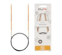 KnitPro Basix Birch: Ferri da Maglia: circolari: fissi: 80 cm x 3,00 mm, Legno di Betulla, Multicolore