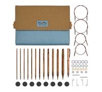 KnitPro Ginger Crochet Hook Set - 12 Afghan Tunisian Interchangeable Hooks, Comfortable Handles for Beginners & Gift Set