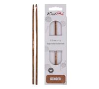 KnitPro Ginger Crochet Hooks - 3.75mm Single Ended Wooden Crocheting Hooks, Smooth & Comfortable