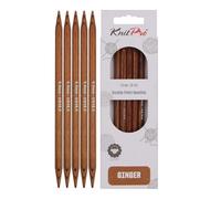 KnitPro Ginger Double Pointed Needles - 12.5cm x 6.5mm Double Ended Knitting Pins, Set of 5