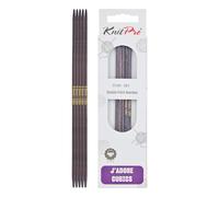 KnitPro J'Adore Cubics Ferri da Maglia a Doppia Punta Set da 5 - Spilli in Legno per Calzini Cappelli Guanti Corti per Maglia Rotondi - 15 cm x 3,50 mm