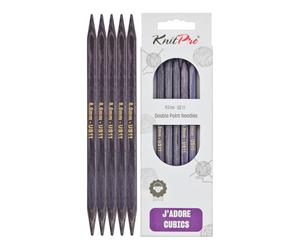 KnitPro J'Adore Cubics Ferri da Maglia a Doppia Punta Set da 5 - Spilli in Legno per Calzini Cappelli Guanti Corti per Maglia Rotondi - 20 cm x 8,00 mm