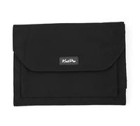 KNITPRO K12862 Custodia Pieghevole per Ferri da Maglia a Doppia Punta, a Forma di Busta con Due Bottoni magnetici, Finta Pelle Scamosciata, Carbone, 22 x 17.5 x 1.5cm