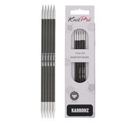 KnitPro - Karbonz, Ferri a Doppia Punta 15 cm x 3,75 mm, Colore: Nero/Argento