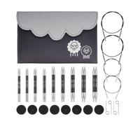 KnitPro Kit Ferri Intercambiabili Karbonz - Coppie di Ferri Circolari 9x10 con Accessori Set Karbonz Deluxe per Principianti, Professionisti e Confezione Regalo
