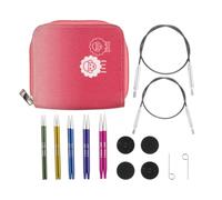 KnitPro Kit ferri intercambiabili Zing - 5 paia di ferri circolari da 10 cm con accessori Zing Starter Set, codice colore per principianti, professionisti e confezione regalo