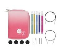 KnitPro Kit ferri intercambiabili Zing - 5 paia di ferri circolari da 5,25" con accessori Zing Starter Set, codice colore per principianti, professionisti e confezione regalo