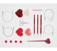 KnitPro Set di uncinetti tunisini/afghani - 10 uncinetti in legno Amore Smooth, misure 3 - 8 mm, uncinetti per maglieria a un'estremità, 4 cavi, 2 ferri, forbici, spilla per scialle inclusa