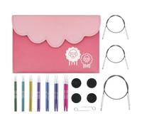 KnitPro Set ferri intercambiabili Zing - Coppie di ferri circolari da 7x10 cm con accessori Set Zing Midi, codice colore per principianti, professionisti e confezione regalo
