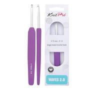 KnitPro Waves Crochet Hooks - 3.75mm Crochet Hook, Ergonomic Soft Handles, Soft Rubber Grip for Arthritic Hands, Light & Comfortable Crochet Needles for Knitting