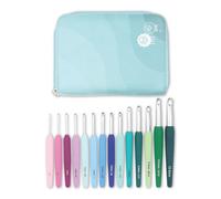 KnitPro Waves - Set di 14 uncinetti Grande, misure da 2 a 12 mm, manici ergonomici morbidi, impugnatura in gomma morbida per mani artritiche, ferri da uncinetto leggeri e comodi per lavorare a maglia