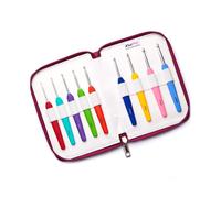 KnitPro Waves Set di uncini in alluminio 9 pezzi in una custodia in tessuto blu/verde