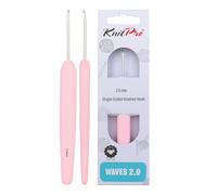 KnitPro Waves Uncinetti - Uncinetti da 2 mm, manici morbidi ed ergonomici, impugnatura in gomma morbida per mani artritiche, uncinetti leggeri e comodi per lavorare a maglia