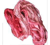 Knitsilk Nastro di seta sari riciclata, ideale per uncinetto, maglieria e creazione di gioielli, filato sostenibile e dalla consistenza unica, 50 g/m², 27,4 m, color pesca sfumato, confezione da 1