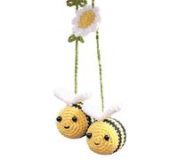 Knitted Bee Car Ornament - Handmade Crochet Bee Charm, Rearview Mirror Hanging | Woven Bee Plush, Car Decor for Bee Lovers, Vibrante Animale Pendente, Rearview Bee Doll Decoration
