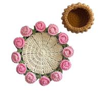 Knitted Decorative Coasters - Aesthetic Soft Vintage Drink Pads, Woven Table Protection Mats | For Restaurant Hotel Home Cafe Desk Birthday Party Decoration Uses, Coaster Set, Cup Mat, Table Accessor