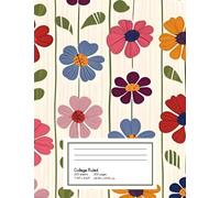Knitted Garden Flower Fabric Patterns: College Ruled Composition Notebook for Crafters, Students & Floral Enthusiasts