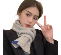 Knitted Scarf for Women Short Solid Color Knitted Scarf Lazy Autumn And Winter Warm All-Match Cross Scarves (Gray,One size)