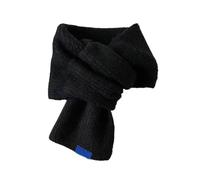 Knitted Scarf for Women Short Solid Color Knitted Scarf Lazy Autumn And Winter Warm All-Match Cross Scarves (Black,One size)