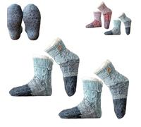 Knitted Ultra-Thick Slipper Home Socks, Fluffy Winter Warm Cabin Cozy Fleece Socks, with Grips, Warm Comfort for Women (Blue*2)