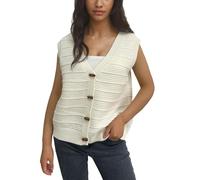 Knitted Waistcoats for Women Cotton Open Front Sleeveless Jumpers with Horn Buttons Chunky Twist Knit Sweater Tank Tops Trendy Casual Cardigan for all Seasons White M