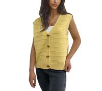 Knitted Waistcoats for Women Cotton Open Front Sleeveless Jumpers with Horn Buttons Chunky Twist Knit Sweater Tank Tops Trendy Casual Cardigan for all Seasons Yellow L