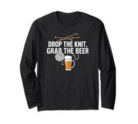 Knitter Craft Beer Drinker Drop The Knit Grab The Beer Maglia a Manica