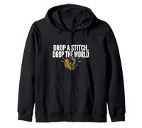 Knitter Humor Drop A Stitch Drop The World Felpa con Cappuccio