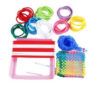 Knitting Craft Kit, Potholder Weaving Loops, Kids Creative Toy Activity, Colorful Elastic Ropes for Girls Beginners Ages 3+, 8.46x7.87x2.36 Inches, 8 Rainbow Colors, 1 Set