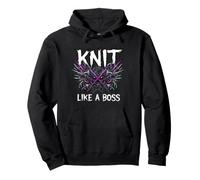 Knitting Crafter Knit Like A Boss Heavy Metals Skull Felpa con Cappuccio