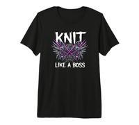 Knitting Crafter Knit Like A Boss Heavy Metals Skull Maglietta Premium