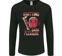 Knitting Is My Dark Pleasure Cucire Uomo Manica Lunga T-Shirt