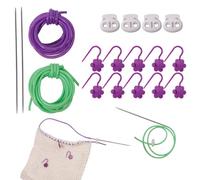 Knitting Needle Stoppers, Knitting Needles Protectors, PVC, Stainless steel, nylon, PP 4X Set with 10 Markers, 2 Cords, 2 Metal Pins, Crochet Accessories for Yarn Crafting, Sewing Projects