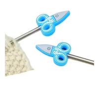 Knitting Stoppers - 2 Pack Scissor Shape Needle Tip Covers | Soft Flexible End Caps Secure Grip Yarn Holder Anti Slip Protection Sewing Crochet Quilting Tool for Craft, Workshop, Studio
