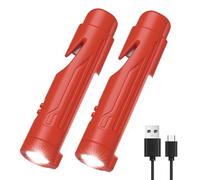 KnLnny Ware Strumento 5in1 Evacuazione Auto: Rompivetro, Tagliacinture, Luce per Emergenza/Uso Quotidiano, con Magnete e Ricarica USB, Essenziale per Emergenze e Fuga(Rosso)