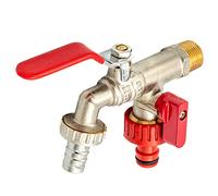 KNM Trade Rubinetto Doppio Giardino Ottone 1/2" | doppio rubinetto, giardino, valvole a sfera, ottone nichelato, raccordi, temperatura 90 °C