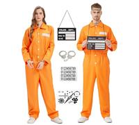 KNMBTR Costume da prigioniero da uomo e da donna, per Halloween, costume da prigione, costume da prigioniero