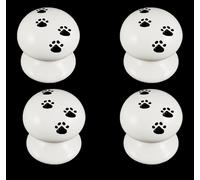 Knob In Porcelain Bianco Con Design A Stampa Di Zampa Nera 30Mm, 40Mm O 50Mm