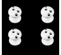 Knob In Porcelain Bianco Con Design A Stampa Di Zampa Nera 30Mm, 40Mm O 50Mm