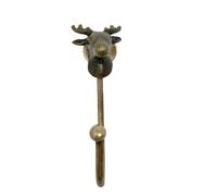 Knobs By Blossom Ganci da parete in ferro vintage in ottone anticato con gancio a forma di animale fatto a mano in bronzo (11. cervo)