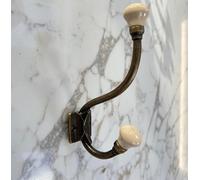 Knobs By Blossom Ganci in ottone anticato con pomello in ceramica (grande crema)